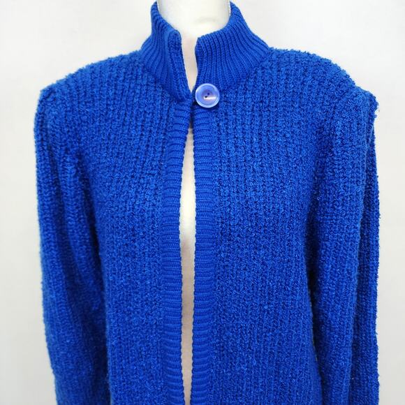 Monto Par le Chois Longline Cardigan Jacket Size L Blue Boucle Knit Vintage - Picture 3 of 16